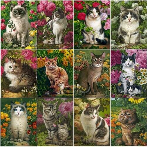 2021New Diamond Embroidery Animals Cat 5D DIY Diamond Painting Full Square/Round Drill Flower Cross Stitch Kit Handmade Gift