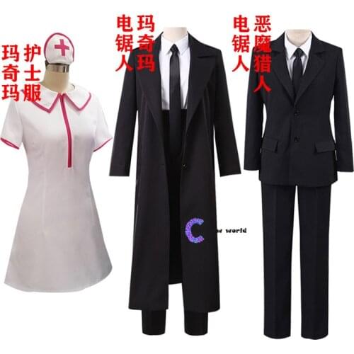 Anime Chainsaw Man Cosplay Costume Power Makima Reze Angel Devil Uniform Nurse Black Suit Jacket Party Role Play Outfits