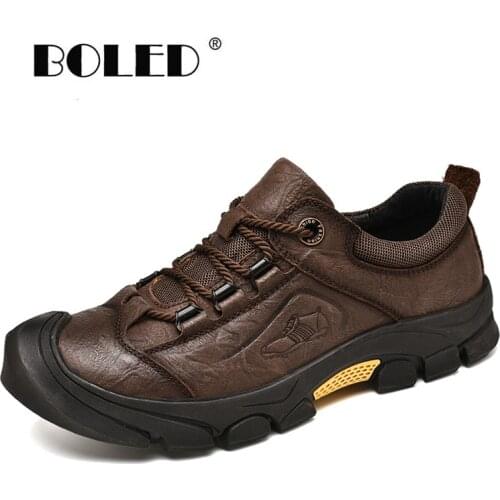 Natural Cow Leather Men Boots Handmade Autumn Ankle Boots Rubber Sole Autumn Men Shoes Plus Size Retro Outdoor Shoes Men