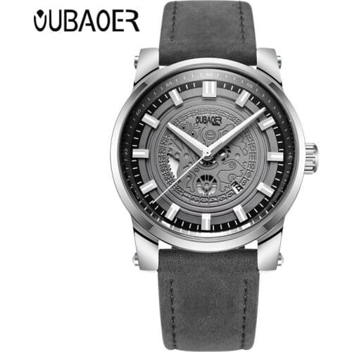 Original OUBAOER Watch Men Top Brand Luxury Men Watch Leather Clock Men Watches Relogio Masculino Horloges Mannen Erkek Saat