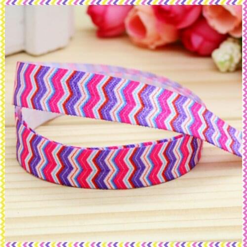 DHK 5/8'' 5yards Fold Over Elastic FOE chevron printed headband headwear hair band diy decoration OEM Wholesale C405