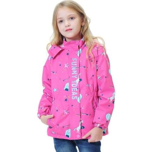 2020 Spring Jacket For Girls Kids Cartoon Waterproof Windbreaker Girls Clothes Hooded Fleece Jacket Kids Coat Children Outerwear