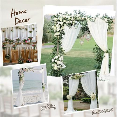 Stand Arch Cloth Decoration Photo Booth Background Party Curtains Ready Made White Organza Wedding Party Drapes Backdrop Curtain