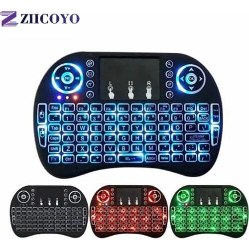 I8 Spanish 7 Color Backlit 2.4G Mini Wireless français Keyboard TouchPad Mouse for Google Android TV Box, Mini PC, Laptop AZERTY