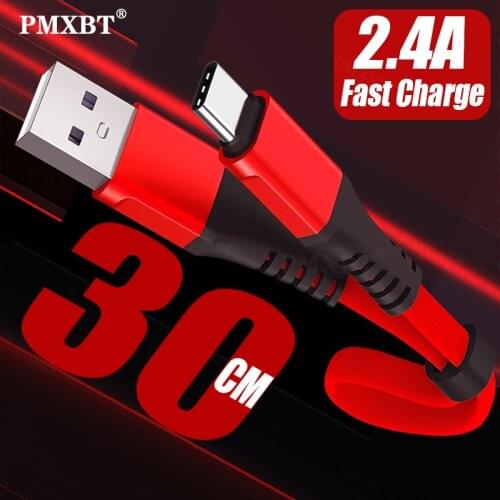 USB Type C Cable 30CM Short Fast Charging Data Cable For Samsung S10 + S9 Micro USB Wire For Huawei Xiaomi Android Charger Cable