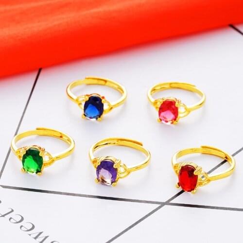 Rings for Women Colorful Zircon 24K Gold Rings Oval Women Wedding Engagement Rings Luxury Jewelry Wholesale