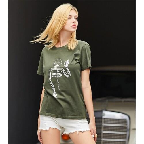 Cute Spooky Skeleton Women T shirt Cool Tshirt Unisex 90s T Shirt Funny Cartoon T-shirt Streetwear Hip Hop Top Tees Male Tops