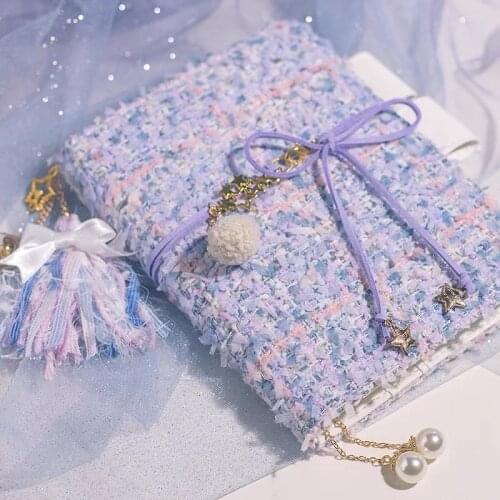 Cute Journal Notebook with Bandage Woven fabric Planner Line Blank Grid Kawaii Notepad Agenda School Office Organizer Stationery