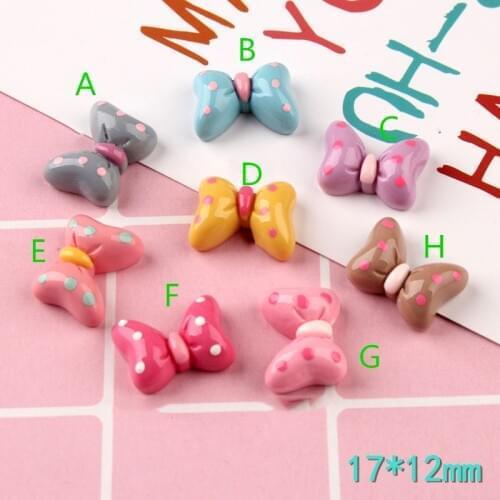 Mini order 17*12mm Colorful Polka Dots Style Ribbon Knot Bow Patch Girl Hair jewelry DIY Garment Ornament Accessories 10pcs