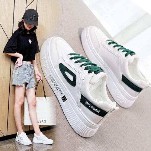 Fashion Women Sport Shoes 2020 Autumn New Casual White Shoes Female Platform Leisure Sneakers Student Flat Leather Running Shoes