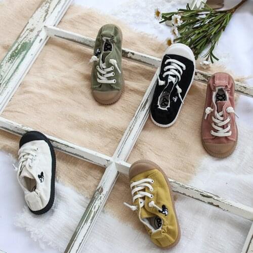 Disney autumn new childrens retro canvas shoes Micky mouse Korean lazy shoes soft-soled baby shoes canvas casual shoes