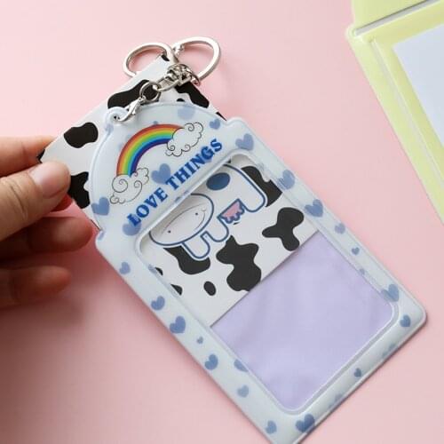 New PVC Korea Key Ring Photo Album 2 Card Slots Card Holder Case Polychromatic PVC Card Holder Card Pendant Photo Album Keyring