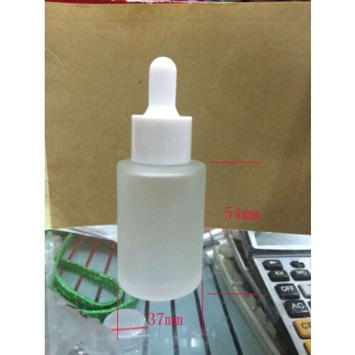 100pcs 30ML frost OR clear empty glass droper bottle with white cap, 1oz glass dropper bottles, 30ml glass liquid bottles