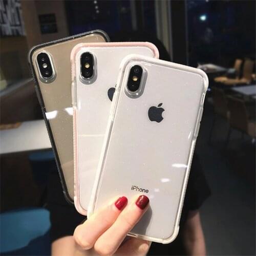 Luxury Shiny Powder Airbag Phone Cases for iPhone 12 11 Pro X XS Max XR Silicone Rubber Acrylic Cover for iPhone 8 7 6s Plus SE2