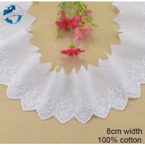 8cm wide 100% Cotton embroid lace sewing ribbon guipure lace african lace fabric trim warp knitting DIY Garment Accessories#3077