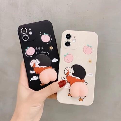 3D Cartoon Silicone Phone Case for samsung galaxy A02S A10S M10S A20S A10 A50 A30 A20 A70 Shin Decompress Pinch Peach Arse Soft