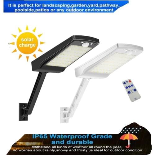 Solar led Light Outdoor Motion Sensor Wall Street Lamp Adjustable Brightness Remote Control lamp Garden