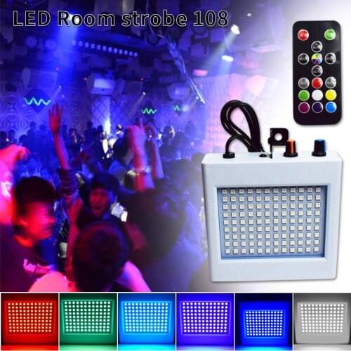 WUZSTAR 108 Strobe Flash Light Music Portable RGB Lamp DJ Disco Remot Sound Stroboscope Party Light LED For Stage Bar Club KTV