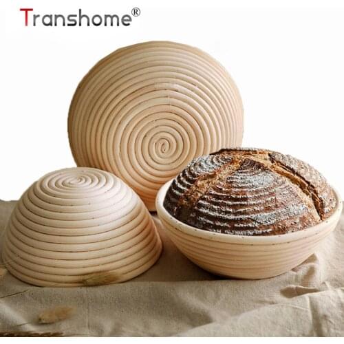 Transhome Round Bread Fermentation Basket Natural Rattan Banneton Bread Basket For Rising Dough or Decoration Baking Pastry Tool