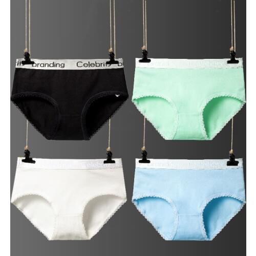 ZJX 4Pcs/Lot Panties Women Cotton Underwear Cute Letter Sexy Female Briefs Lingerie Seamless Womens Branding Underpants