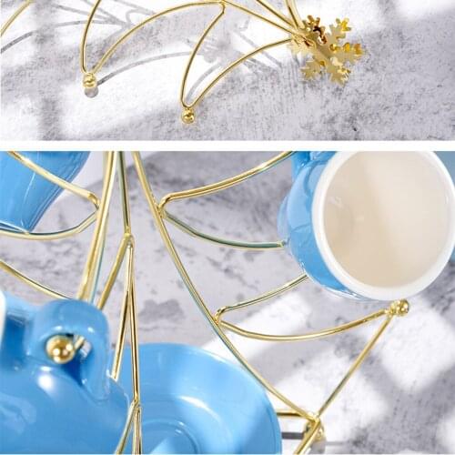 Christmas Tree Shape Iron Vacuum Plating Mug Holder Countertop Mug Tree