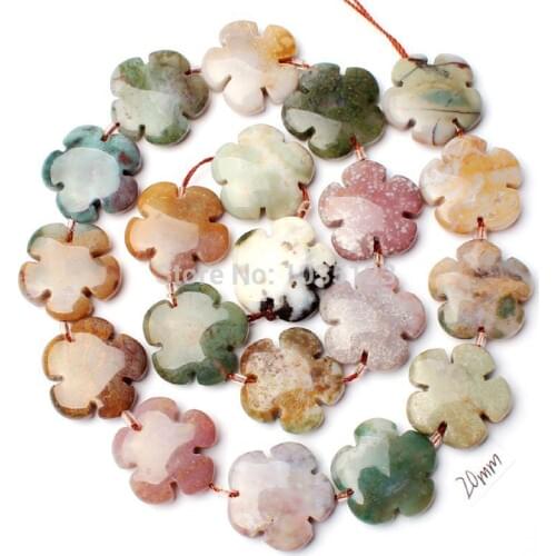 High Quality 20mm Natural Indian Agates Agates Coin Flowers Shape DIY Gems Loose Beads Strand 20Pcs Jewelry Accessory w1326