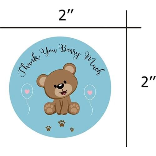 Blue Bear Stickers 2" Thank You Beary Much Labels - 250 Pcs Tags with Balloon for Baby Shower Birthday Party Favors