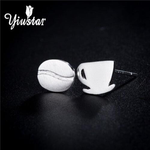Yiustar Fashion Coffee Cup and Bean Stud Earrings For Women New Vintage Fashion Jewelry 2018 boucle d'oreille femme
