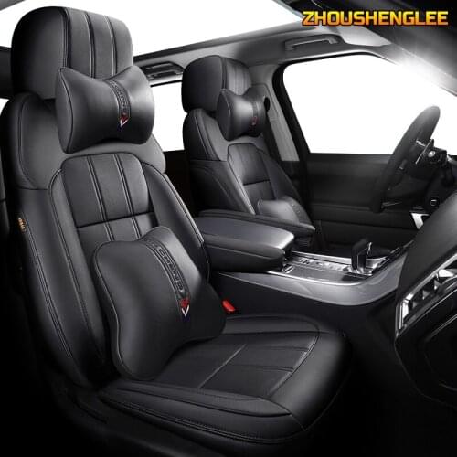 ZHOUSHENGLEE Custom Leather car seat cover For VW UP! Golf Polo Caravelle Multivan Sharan Passat Variant T-ROC T-Cross car seats
