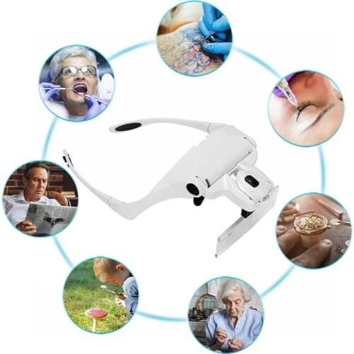 1.0X-3.5X 2LED Head-Mounted Illuminating Magnifier glasses Loupe occhiali ingrandimento pocket microscope mikroskop lente ingran