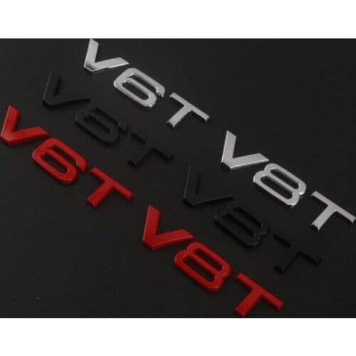 1 Pcs 3D Metal V6T V8T W12 Fender Side Body Emblem Tail Trunk Fender Badge Sticker For Audi A4 A3 A5 A6 Q3 Q5 Q7Car Styling