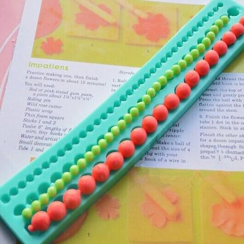1PC DIY Cute Pearl String Beads Silicone Mold Cake Decorating Fondant Baking Mould Green [3]