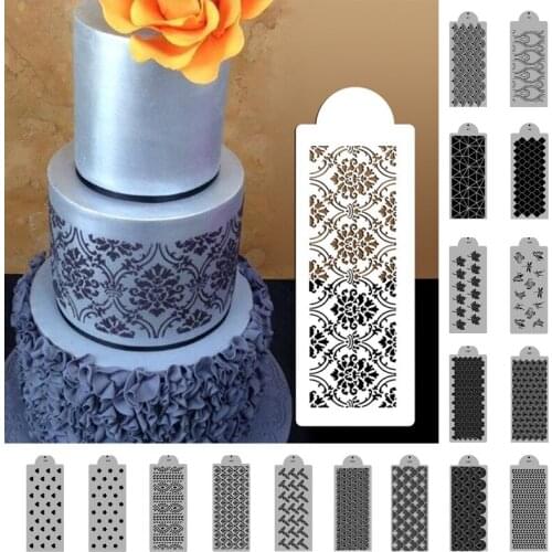 1PC Food Grade Plastic Cake Printing Mould Cake Fondant Color Printing Spray Flower Mould Hollow Border Multiple Styles
