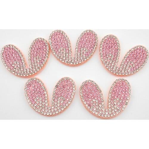 3.7*2.7CM Padded Rhinestone Rabbit Ear Applique For DIY Clothes Hat Headwear Hair Clips Decoration Patches