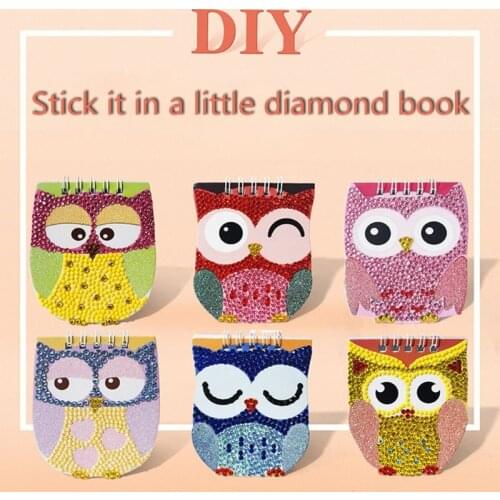6 Pcs/Set DIY Diamond Painting Notebook Owl Shaped Diamond Art Kits Embroidery Cross Stitch Journal Diary Book Children Gift