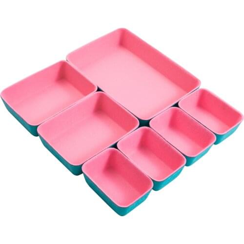 7pcs/Set Drawer organizers bins felt storage bin office organizer Shallow Small Desk organizer trays Draw dividers festival gift