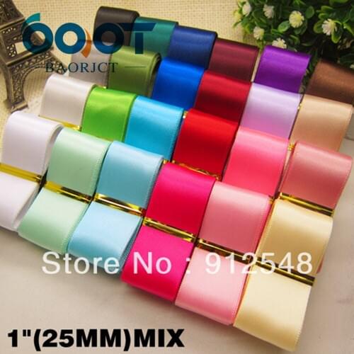 Free shipping 1"(25mm) SATIN RIBBON WEDDING PARTY TABLE ANNIVERSARY CAKE FLOWER DECORATING, 24 color mix,cs25025
