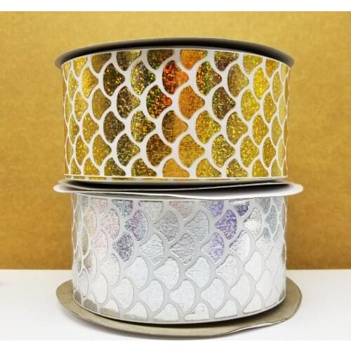 Free shipping 50 yard rainbow hologram ribbon rainbow foil printed grosgrain ribbon