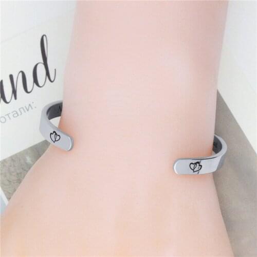 Series Letters Bracelet Not Sisters By Blood But Sister By Heart Cuff Open Stainless Steel for Women Jewelry