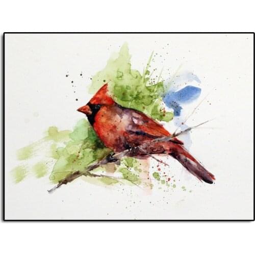 Cardinal On Branch Watercolor Bird Nordic Minimalist Canvas Posters Prints Wall Art Painting Decorative Picture Home Decoration