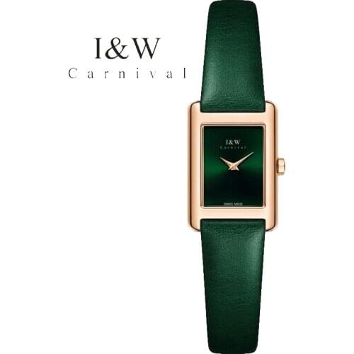 Switzerland Brand Watch Women Fashion Quartz Watches Italy cowhide Sapphire relogio feminino rectangle montre femme Green New