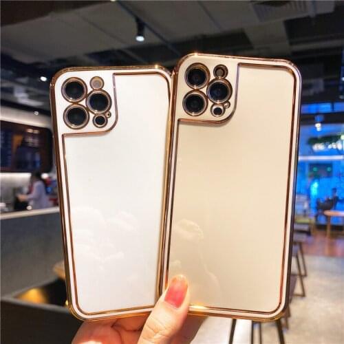 Gold plating frame case for iphone 12 11 Pro Max phone cases for iphone 11Pro XS Max XR X 7 8 Plus 12Mini protective soft funda
