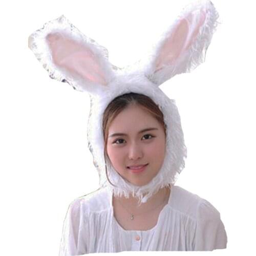 Long-haired bunny ears hat rabbit headgear plush toy hat stuffed toy cap