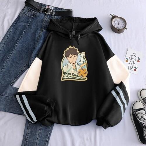 Harajuku Aobajohsai Setter No. 1 Oikawa Tooru Haikyuu Anime Hoodies Aesthetic Vintage Cartoon Men Streetwear Winter Sweatshirts