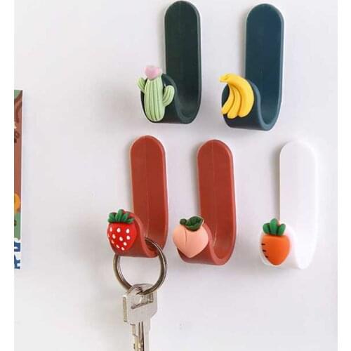 Ins 1PCS Wall Hook Household Universal Coat Clothes Hanger Fruit Shape Decor Storage Hooks Behind Door Keys Sundries Holder Hook