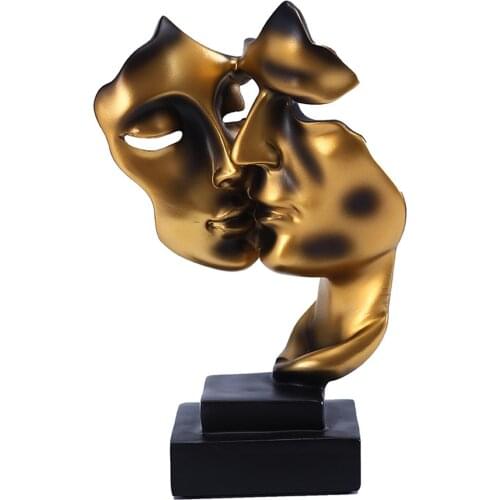 Minimalist Statue 3d Modern Craft Kissing Couple Resin Abstract Cabinet Art Ornament For Home Objetos Decorativos Para A Casa