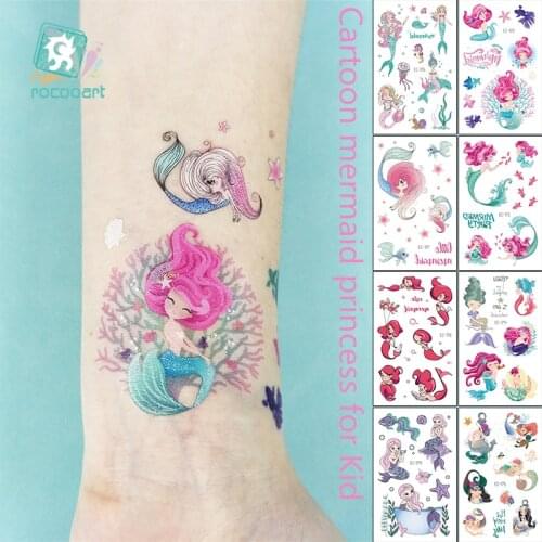 Cartoon Mermaid Temporary Tattoo Sticker Fashion Fake Tatoo Flash Sea-maid Princess Childrens Girl award sticker Small Taty