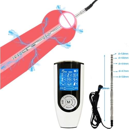Male Electric Shock Urethral Catheter Electro Stimulation Chastity Catheter Sounding Dilator Penis Plug Medical Themed Sex Toys
