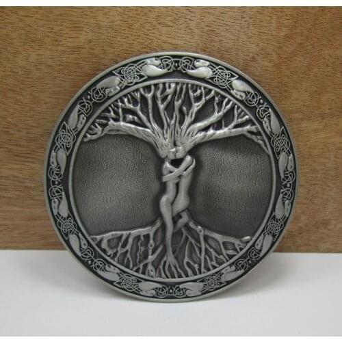 BuckleClub retro tree of life jeans gift belt buckle FP-02100-2 pewter finish for men 4cm width loop drop shipping