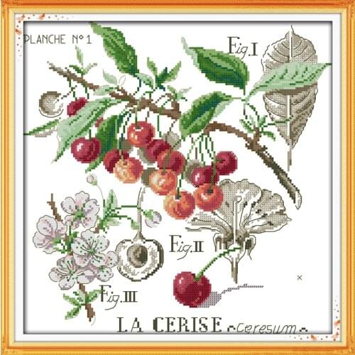 Joy Sunday Cherry Chinese Cross Stitch Kit DIY Printed Counted Printed Patterns 11CT14CT Needlework Embroidery Home Decoration